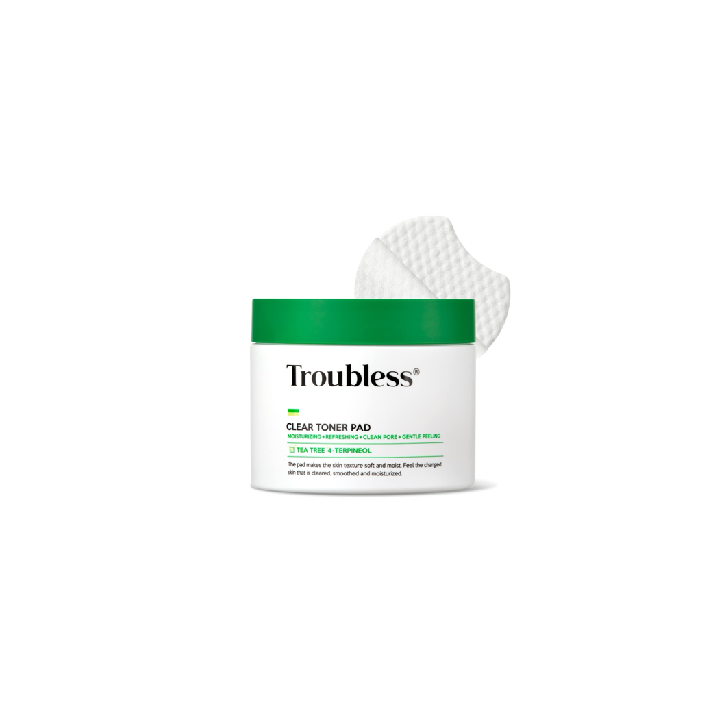 Troubless Clear Toner Pads for Face Gentle Peeling & Facial Soothing Toner with Tea Tree