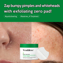 Load image into Gallery viewer, Troubless Clear Toner Pads for Face Gentle Peeling &amp; Facial Soothing Toner with Tea Tree
